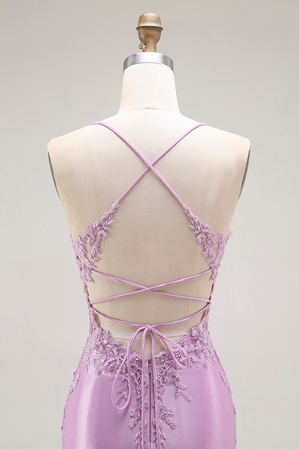 Purple Mermaid Appliqued Corset Long Prom Dress with Slit
