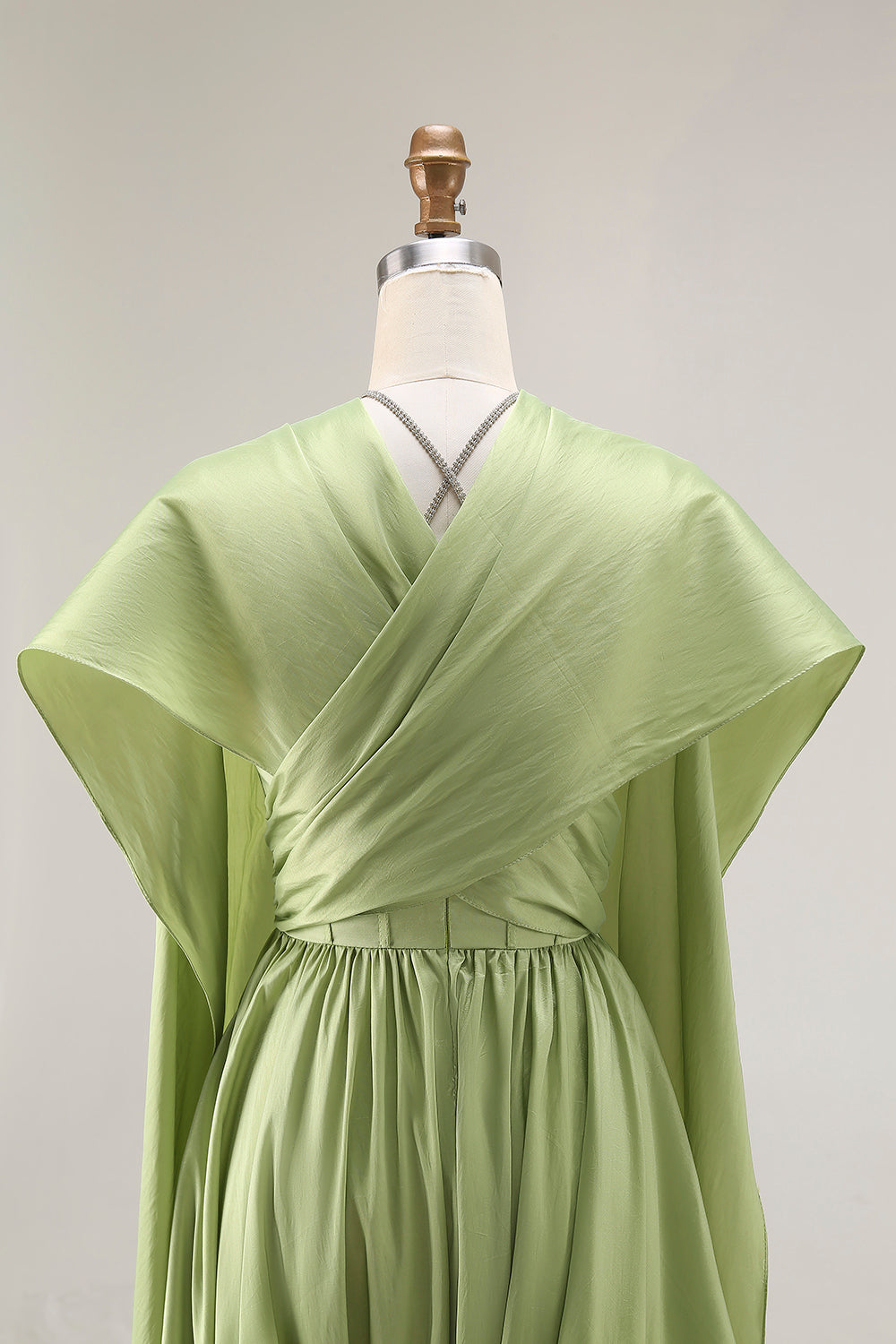 Sage Green Corset Keyhole A Line Long Prom Dress with Slit