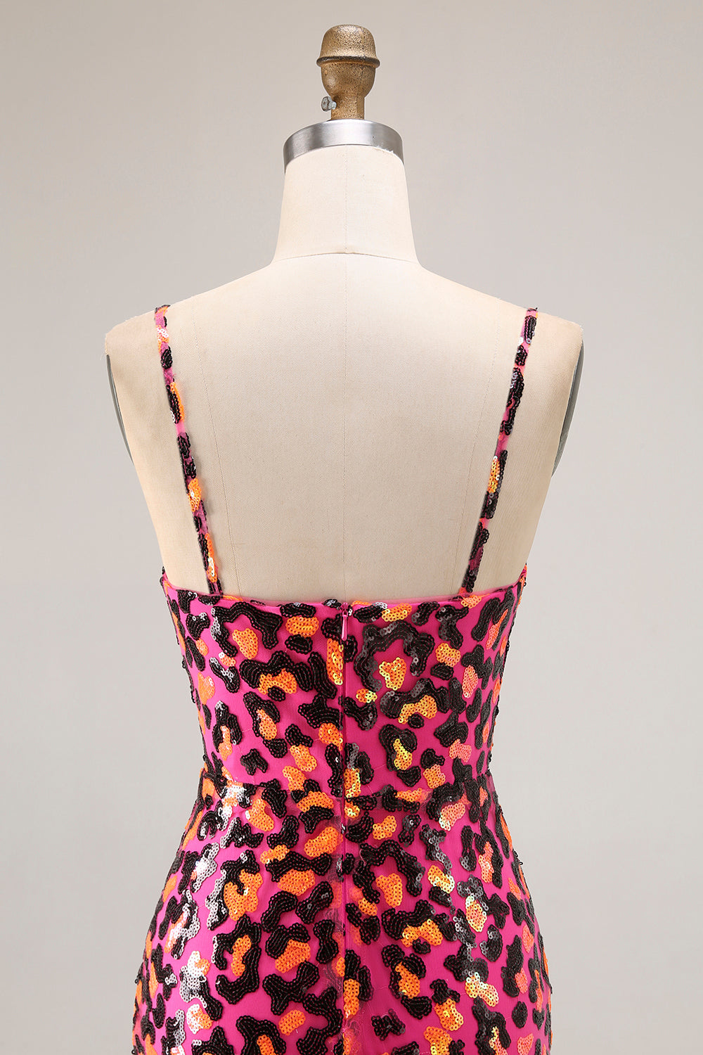 Sparkly Fuchsia Mermaid Long Leopard Prom Dress with Sequins