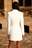 White Short Double Breasted Peak Lapel Blazer Wedding Dress