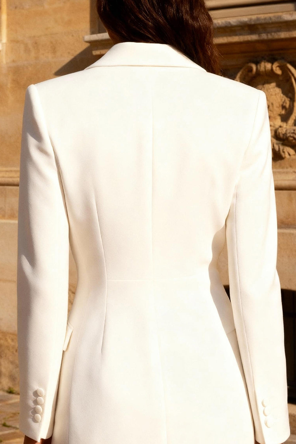 White Short Double Breasted Peak Lapel Blazer Wedding Dress