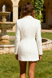 White Peak Lapel Double Breasted Pencil Short Blazer Wedding Dress