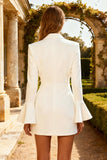 White Peak Lapel Flutter Sleeves Short Blazer Wedding Dress