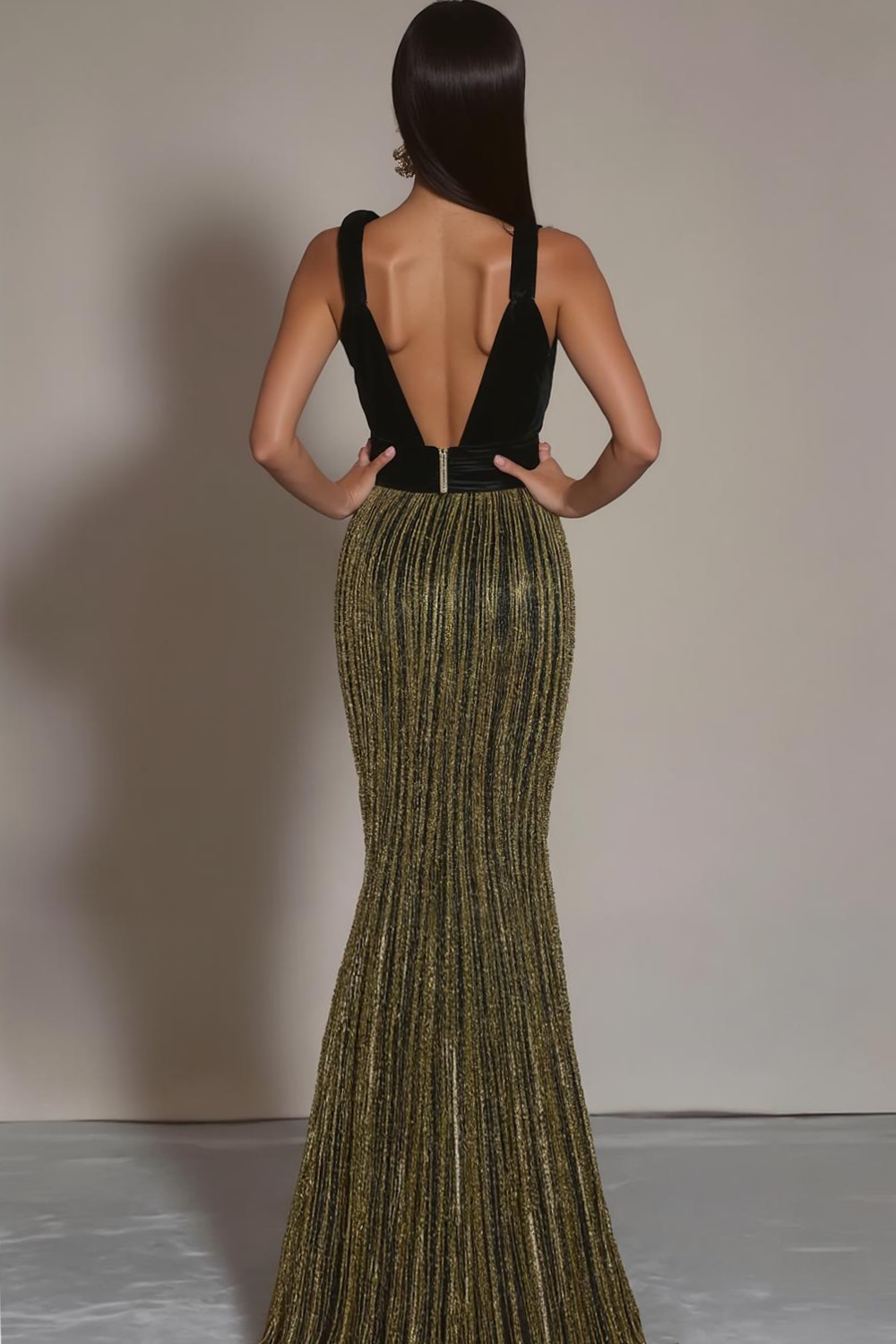 Sparkly Black Mermaid High Waist Long Formal Dress with Slit