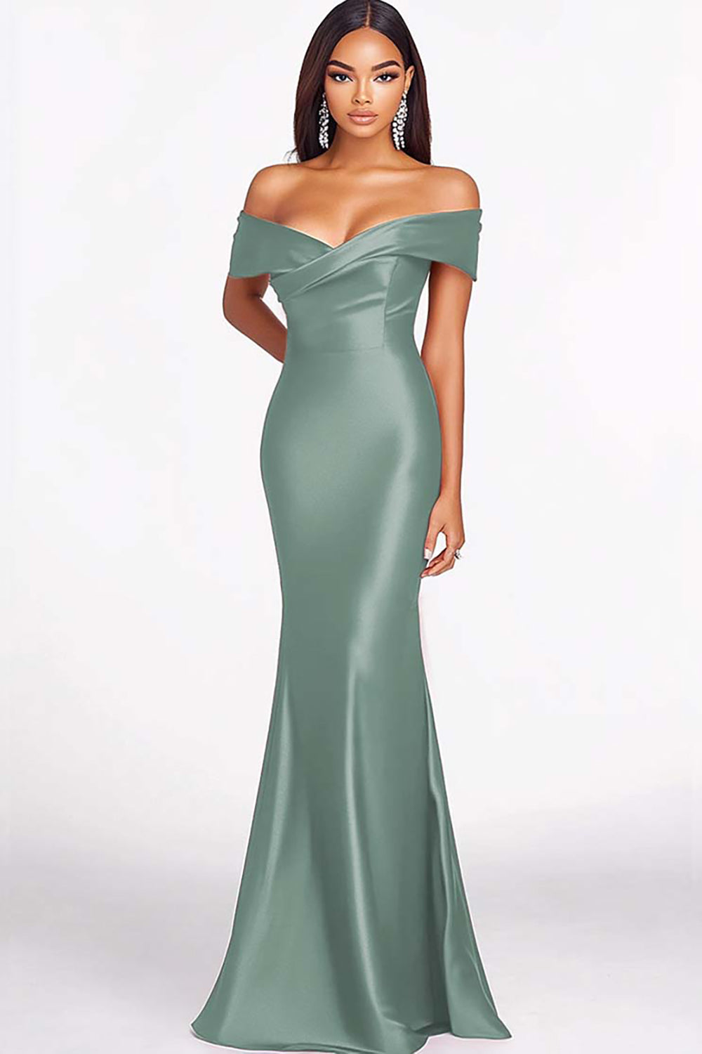 Red Off the Shoulder Mermaid Maxi Formal Dress