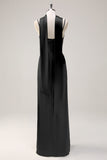 Blushing Pink Satin Scoop Neck Sheath Bridesmaid Dress with Ribbon