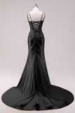 Fuchsia Mermaid Corset Sequin Sweep Train Prom Dress with Slit