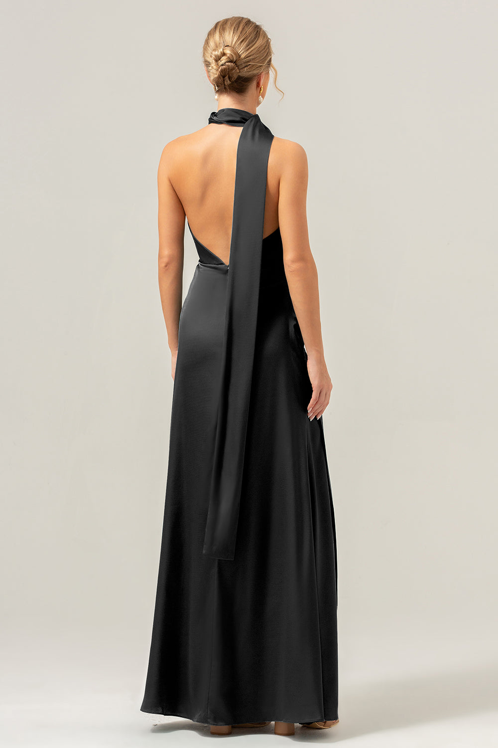 Burgundy Sheath V-Neck Satin Bridesmaid Guest Dress with Slit