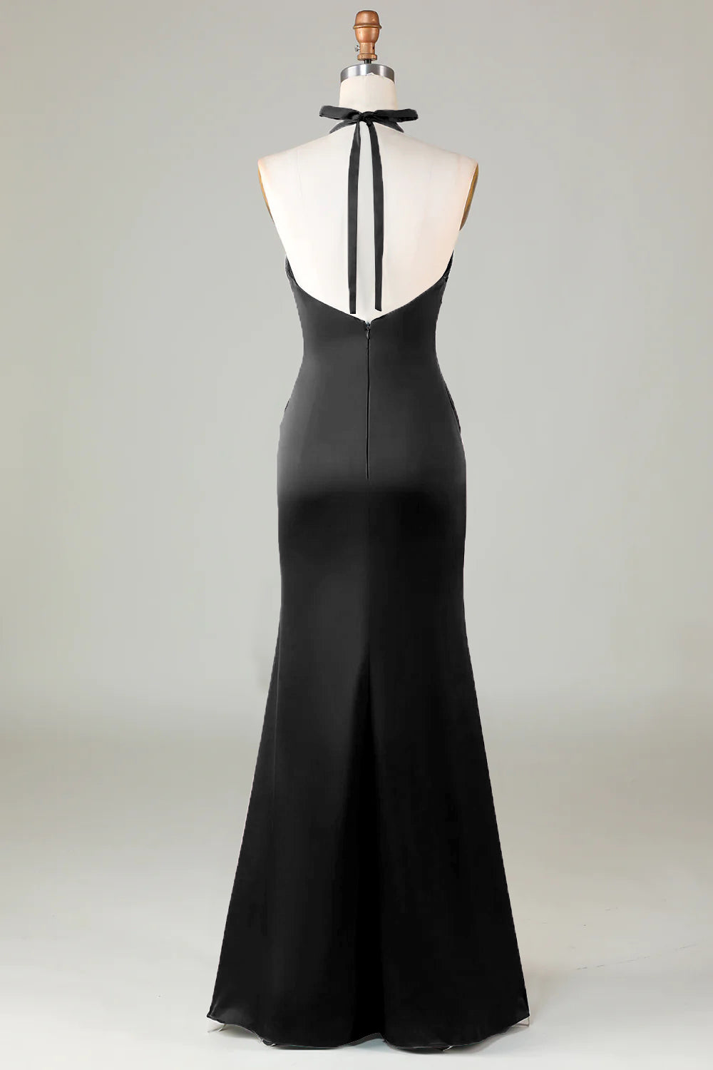 Mermaid Halter Dark Green Front Twist Maxi Bridesmaid Dress