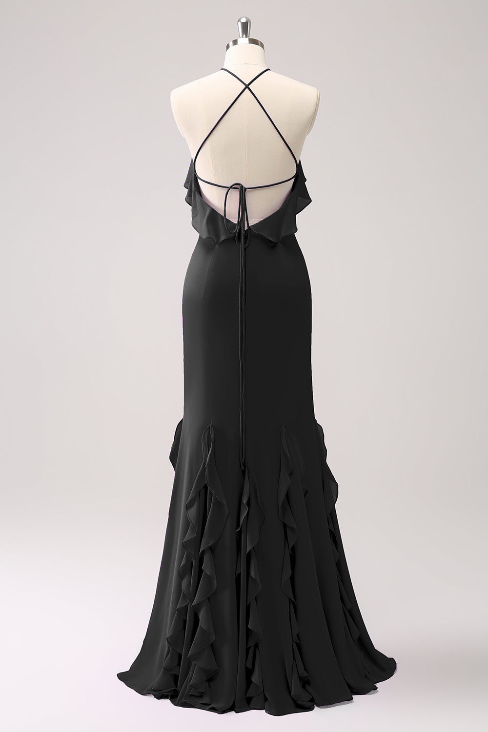 Tahiti Halter Mermaid Chiffon Bridesmaid Dress with Ruffles