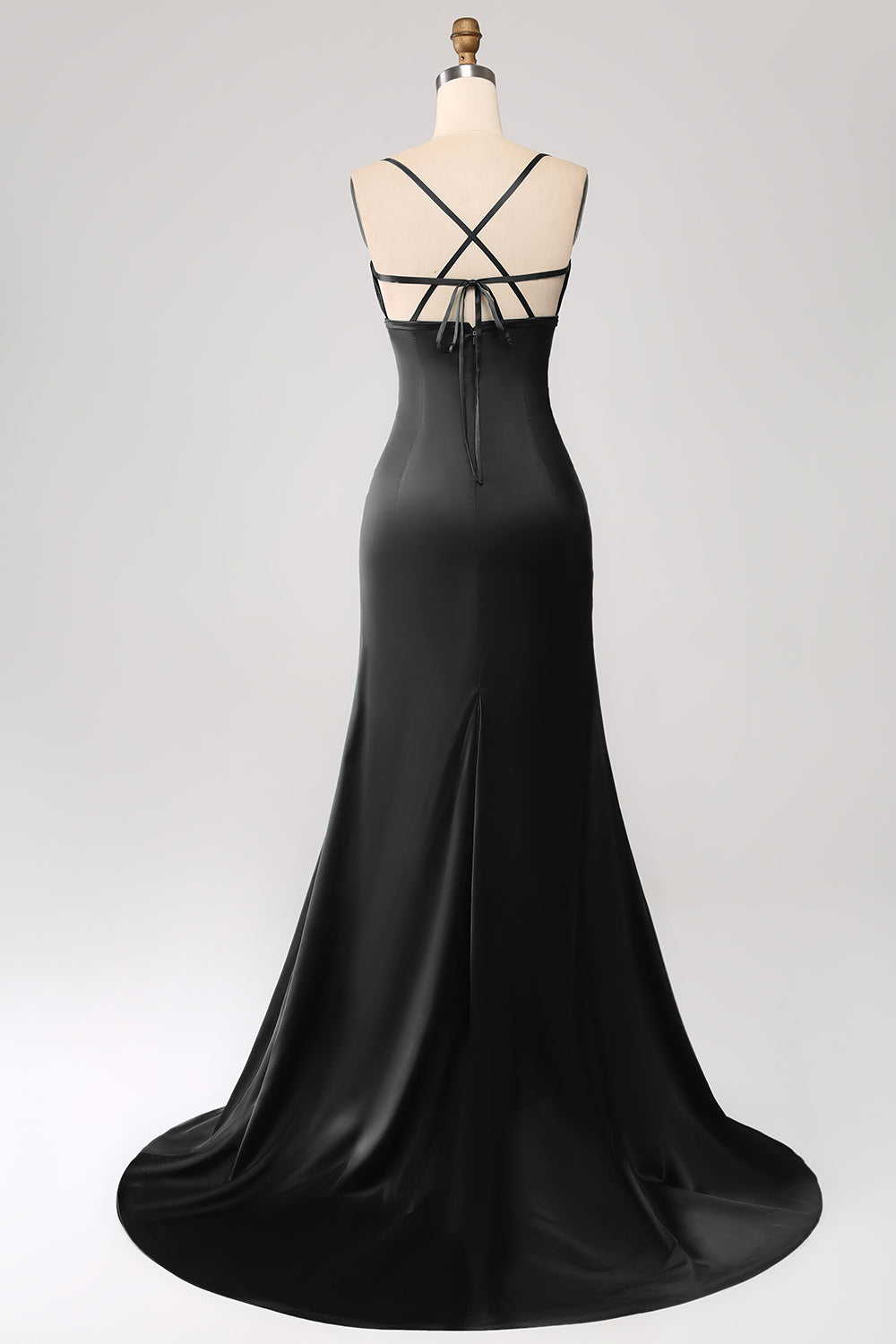 Dark Green Sheath Spaghetti Straps Long Prom Dress With Slit