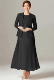 Champagne A-Line Mother of the Bride Dress with Lace Jacket