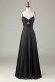 Keyhole Spaghetti Straps Bridesmaid Dress with Slit