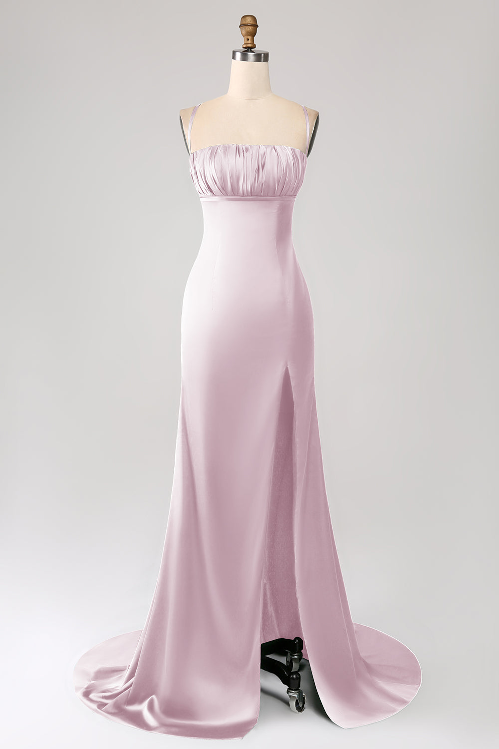 Dark Green Sheath Spaghetti Straps Long Prom Dress With Slit