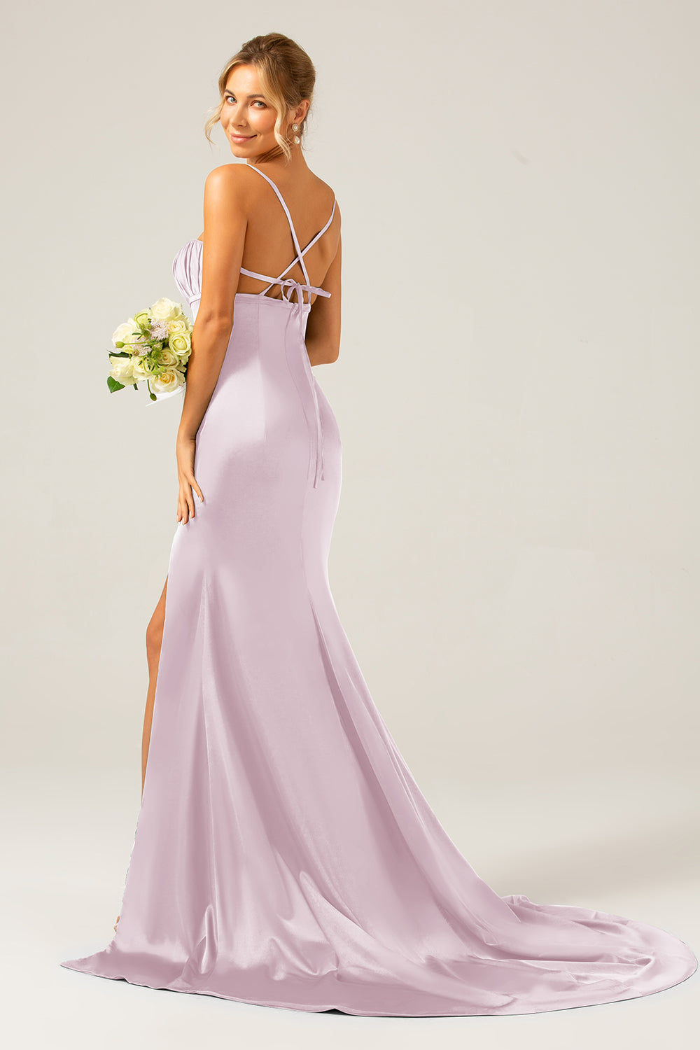 Dark Green Long Sheath Spaghetti Straps Bridesmaid Dress With Slit