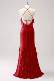 Tahiti Halter Mermaid Chiffon Bridesmaid Dress with Ruffles