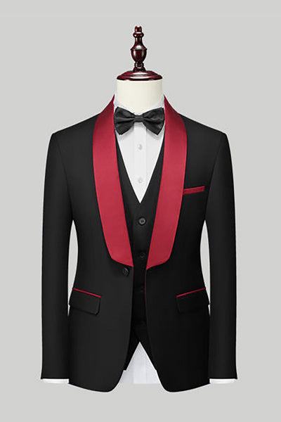 Black Shawl Lapel 3 Piece Wedding Men's Suit main image 1