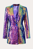 Sparkly Purple Sequins Prom Women Blazer