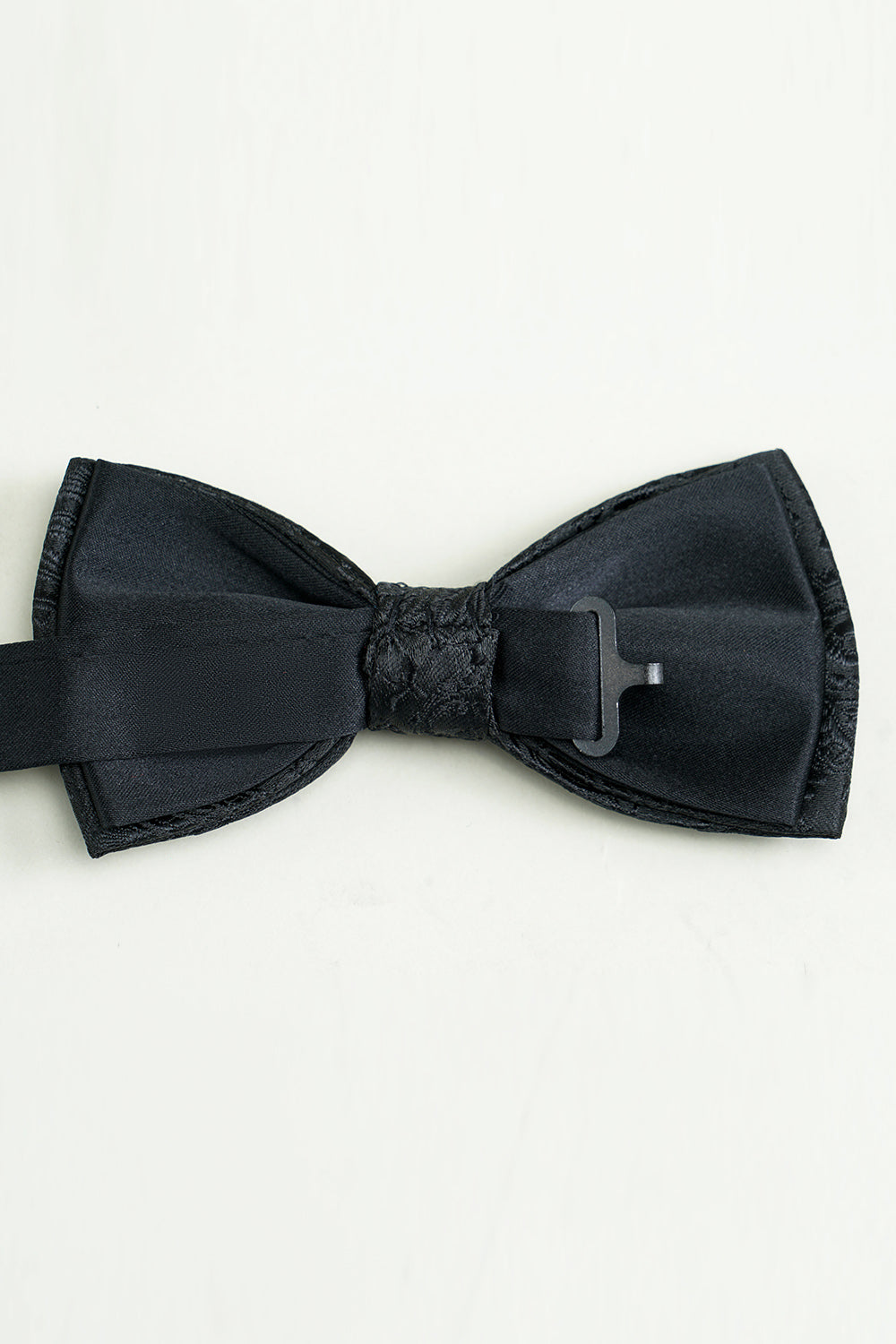 Black Jacquard Satin Bow Tie Pocket Square Set