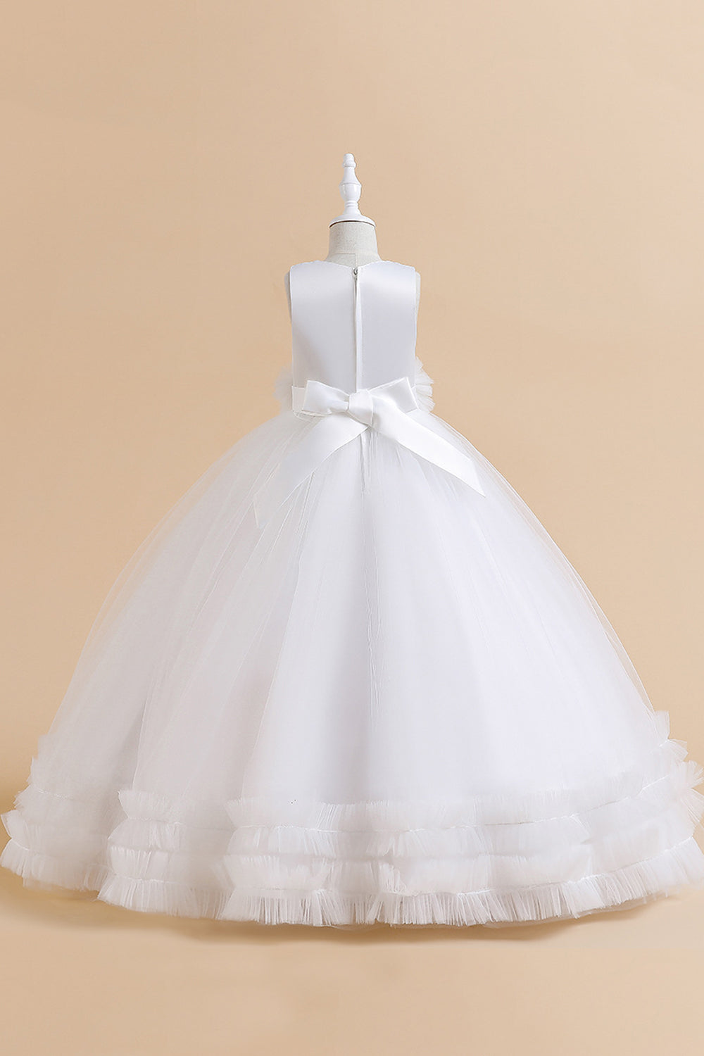 Sleeveless Green Tulle A Line Girl Dress with Lace