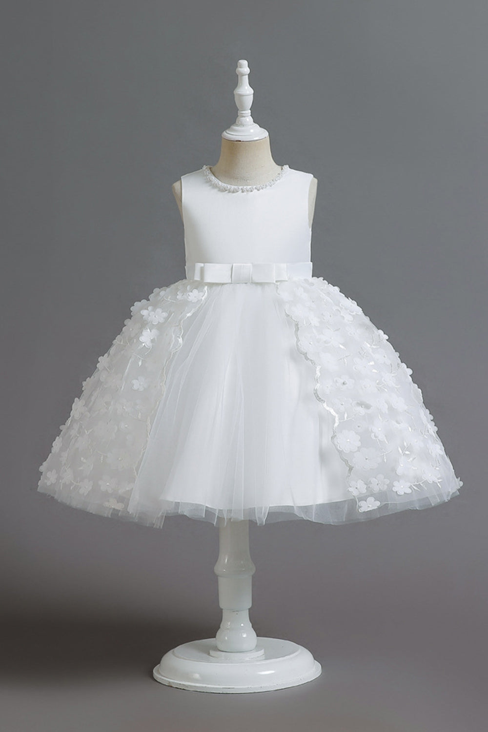 Champagne A Line Tulle Sleeveless Flower Girls' Party Dress With Bow