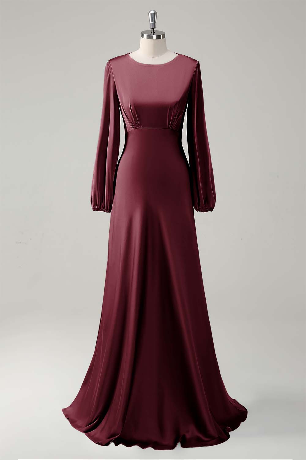 Wisteria Long Sleeves A-Line Satin Bridesmaid Dress