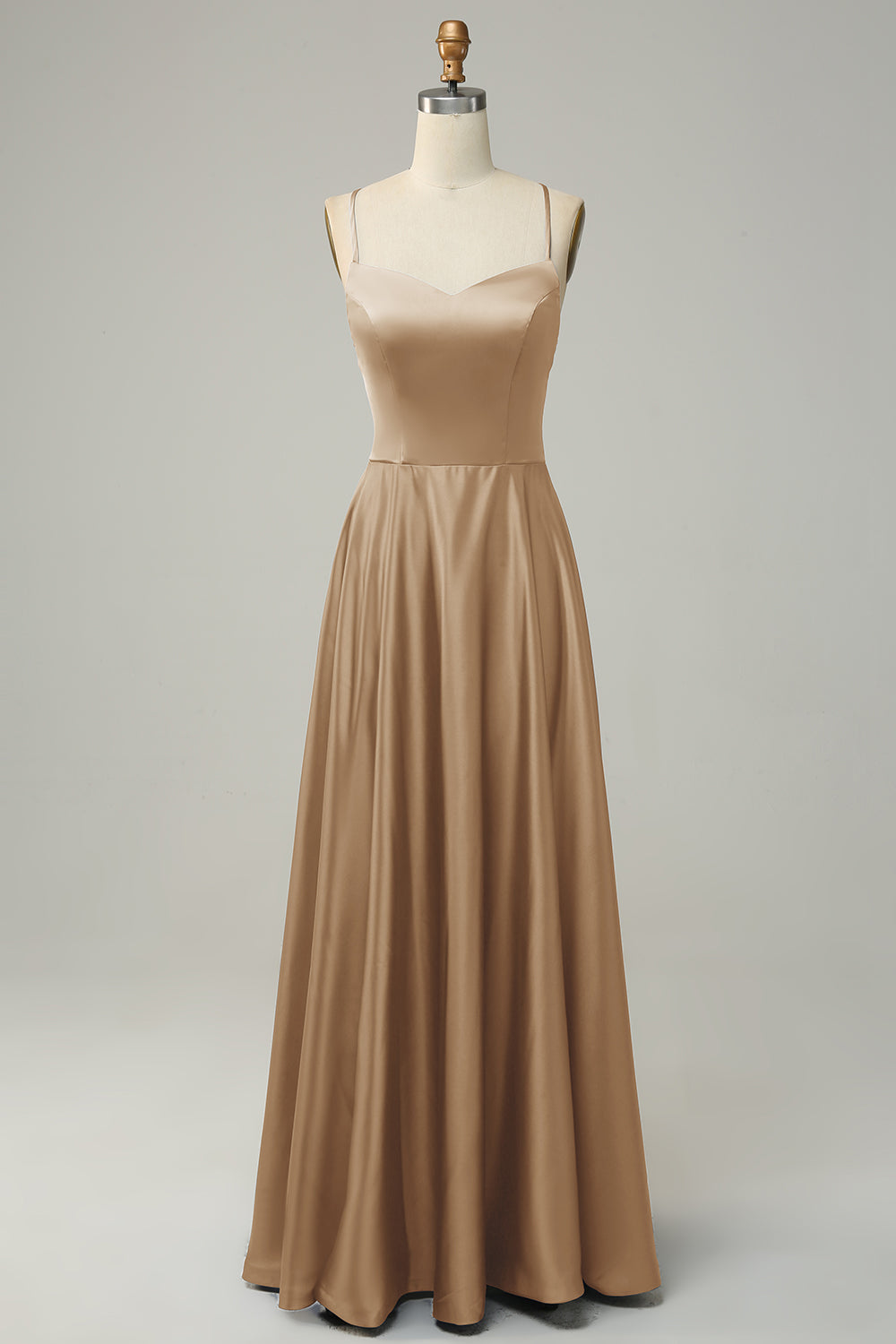 Grey Blue Halter A Line Long Bridesmaid Dress