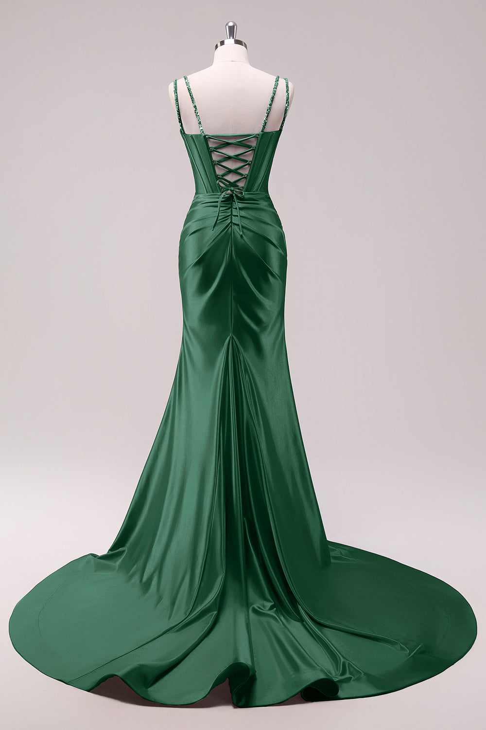 Fuchsia Mermaid Corset Sequin Sweep Train Prom Dress with Slit