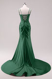 Fuchsia Mermaid Corset Sequin Sweep Train Prom Dress with Slit