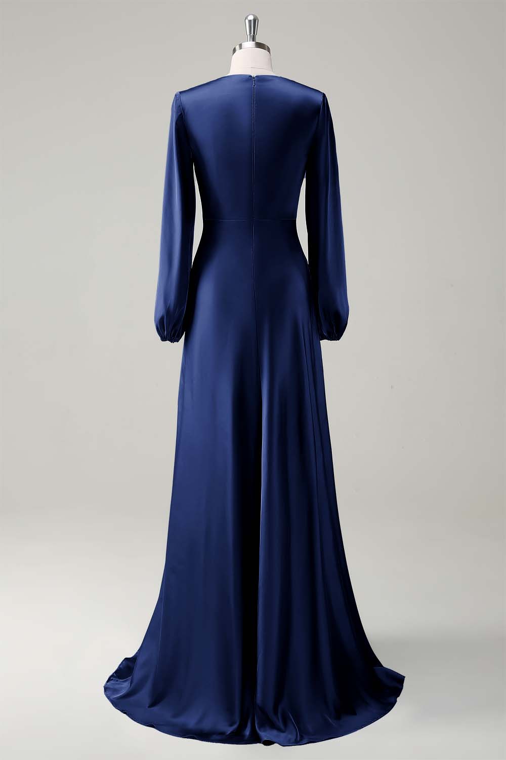 Dark Green Satin Long Sleeves A-Line Bridesmaid Dress