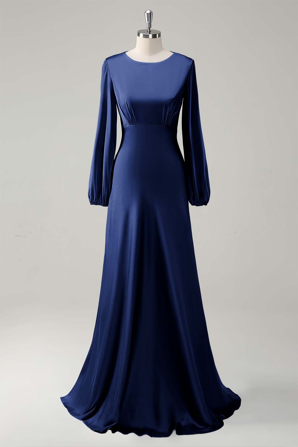 Dark Green Satin Long Sleeves A-Line Bridesmaid Dress