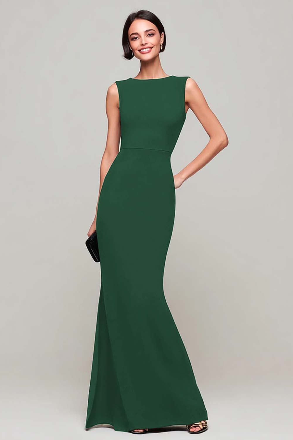 Cabernet Mermaid Boat Neck Long Formal Dress