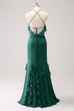 Tahiti Halter Mermaid Chiffon Bridesmaid Dress with Ruffles