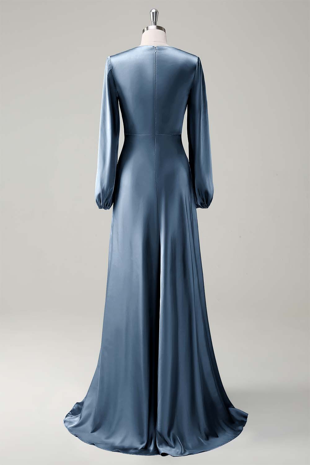 Dark Green Satin Long Sleeves A-Line Bridesmaid Dress