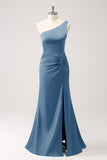 Terracotta Mermaid Backless Bridesmaid Dress with Slit