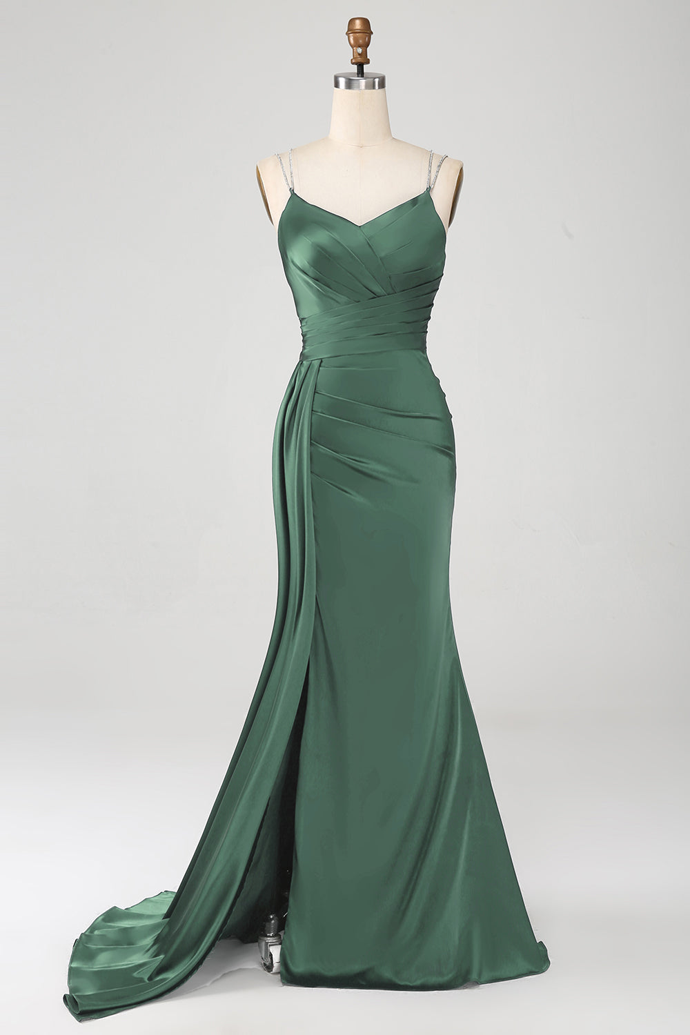 Dusty Rose Mermaid Spaghetti Straps Long Prom Dress With Slit