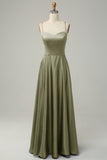 Dusty Rose Halter A Line Long Bridesmaid Dress