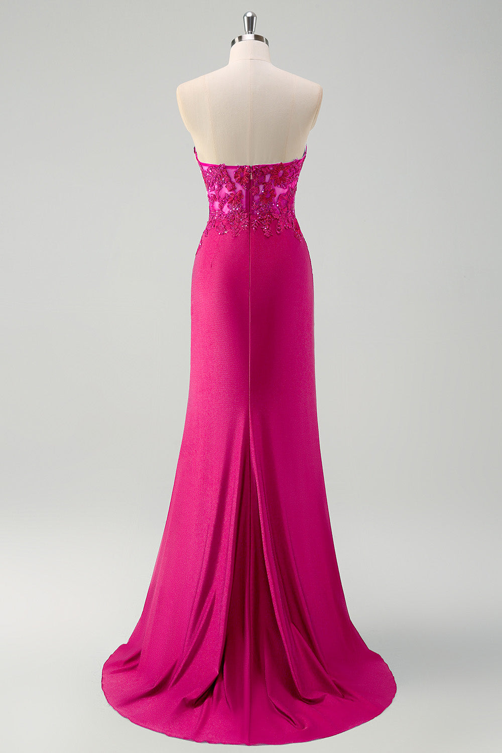 Green Mermaid Applique Sweetheart V-Neck Prom Dress with Slit