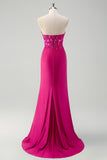 Green Mermaid Applique Sweetheart V-Neck Prom Dress with Slit