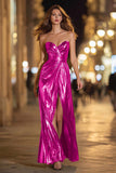 Tahiti Metallic Sweetheart Sheath Long Formal Dress with Slit