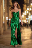 Tahiti Metallic Sweetheart Sheath Long Formal Dress with Slit