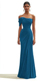 Eucalyptus One Shoulder Pleated Sheath Maxi Formal Dress