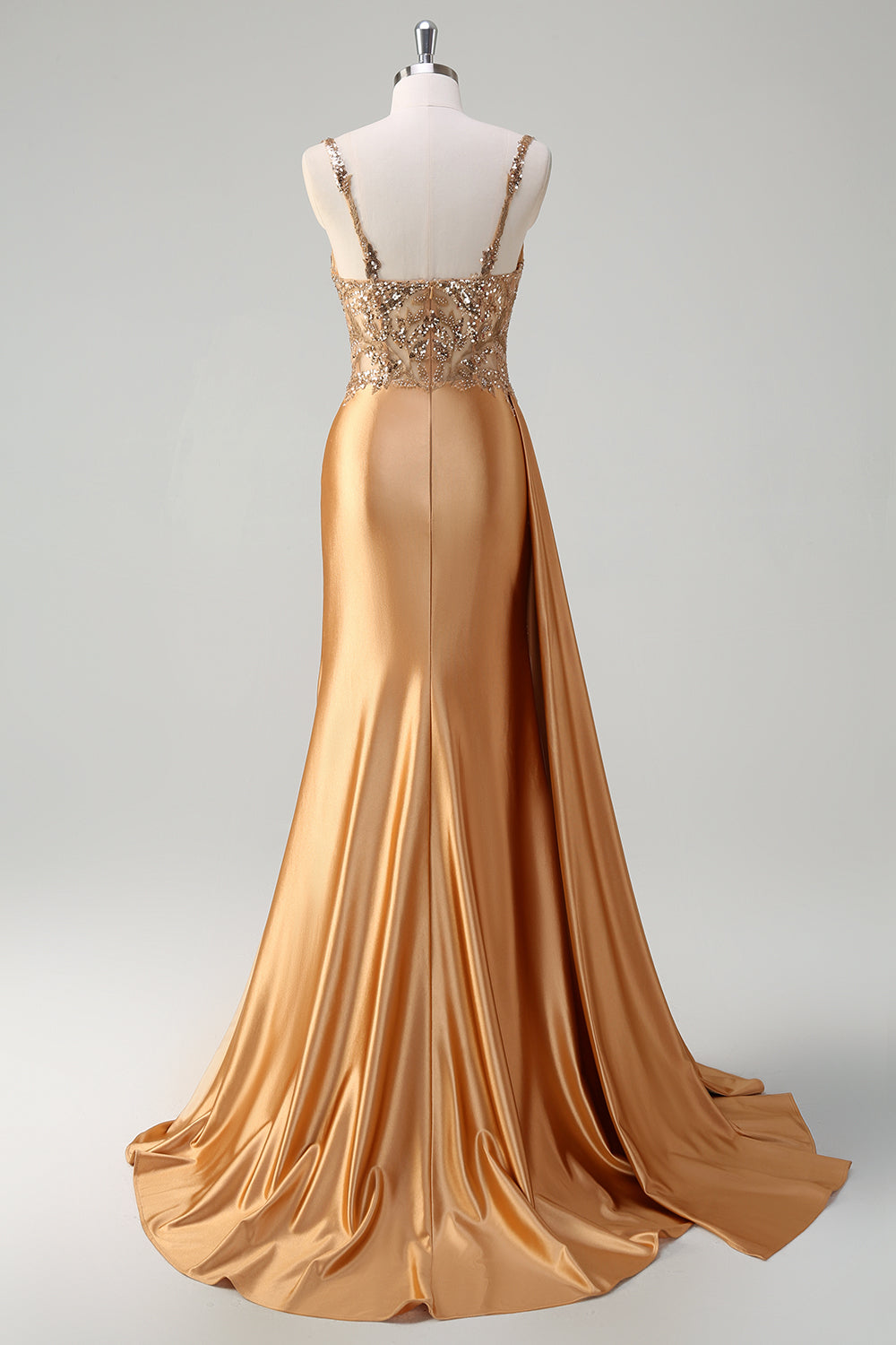 Dark Green Mermaid Corset Sequins Satin Prom Dress with Side Cape