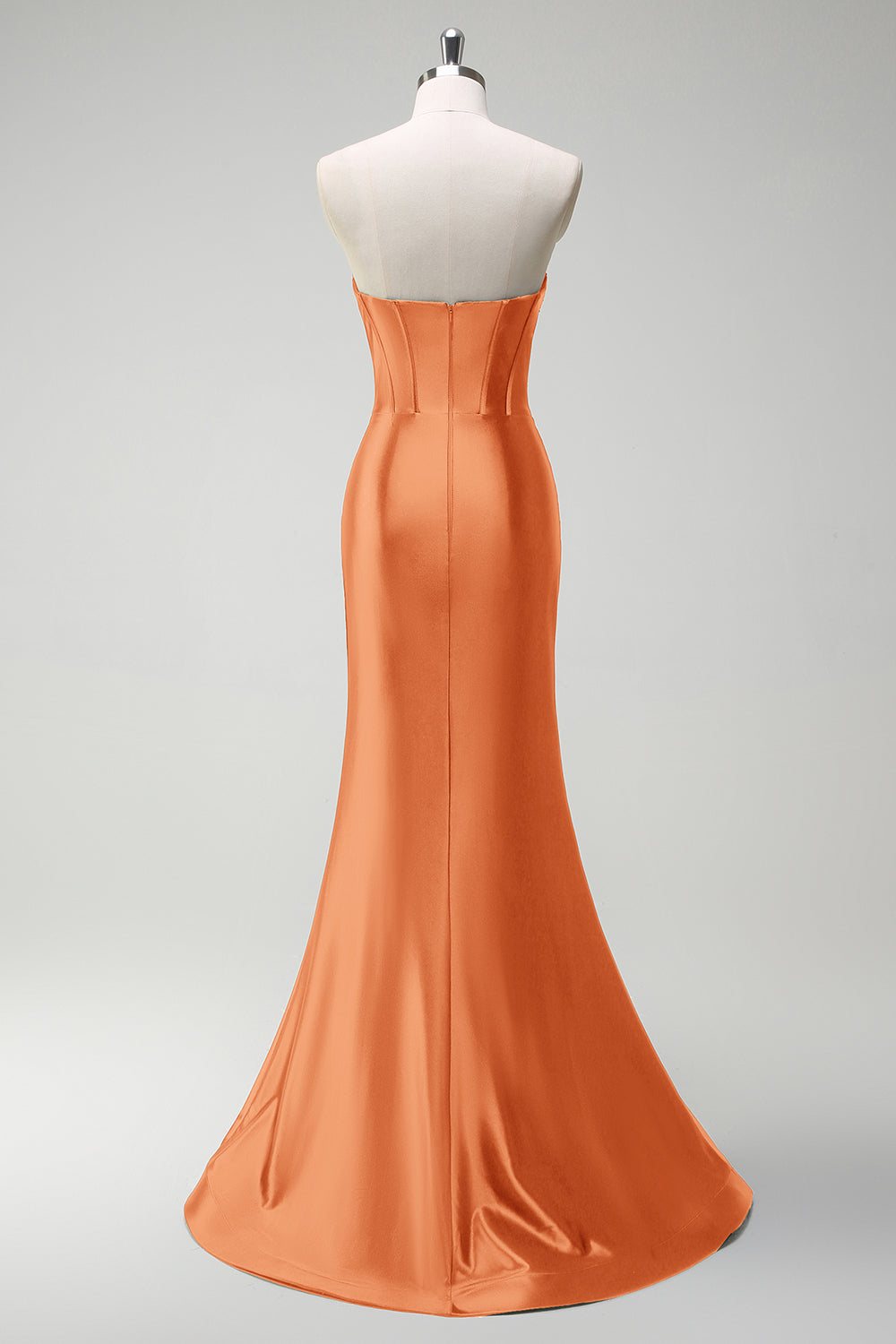 Gorgeous Sage Mermaid Corset Beaded Keyhole Satin Prom Dress with Slit