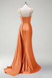 Sage Beaded Corset Side Cape Mermaid Satin Prom Dress with Slit