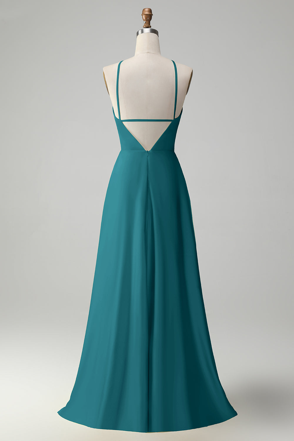 Terracotta Halter Keyhole Backless A Line Bridesmaid Dress with Flower