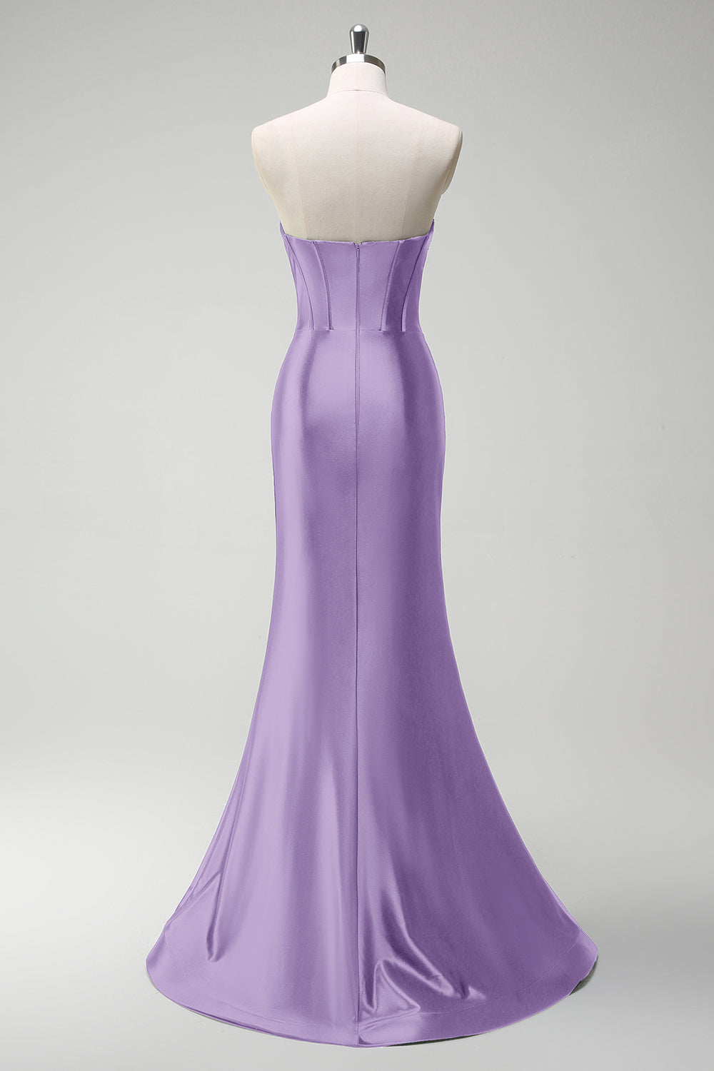Gorgeous Sage Mermaid Corset Beaded Keyhole Satin Prom Dress with Slit