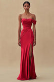 Eucalyptus Chiffon Ruched Sheath Formal Dress with Slit