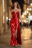 Tahiti Metallic Sweetheart Sheath Long Formal Dress with Slit
