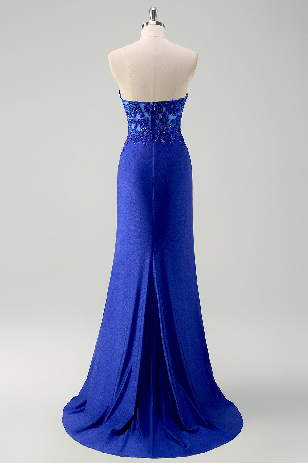 Green Mermaid Applique Sweetheart V-Neck Prom Dress with Slit